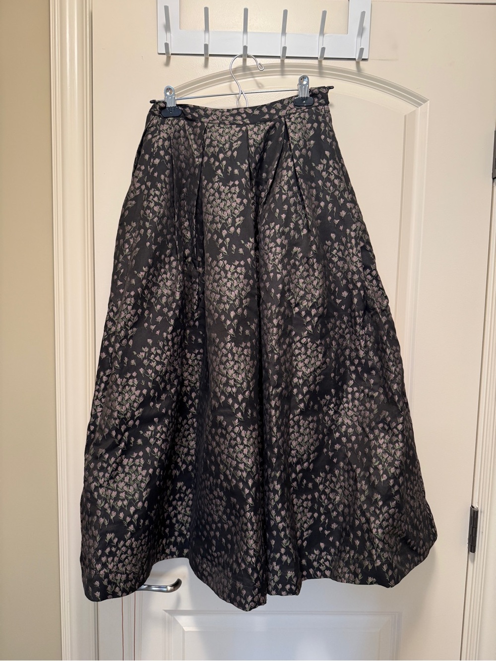 Black Floral Pattern Full Midi Skirt. Honey Mi Honey.